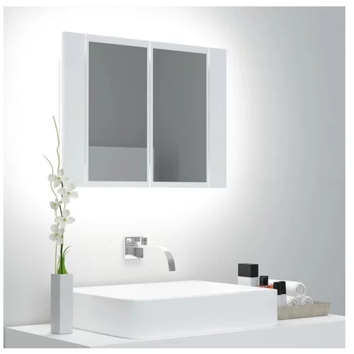  LED kopalniška omarica z ogledalom bela 60x12x45 cm