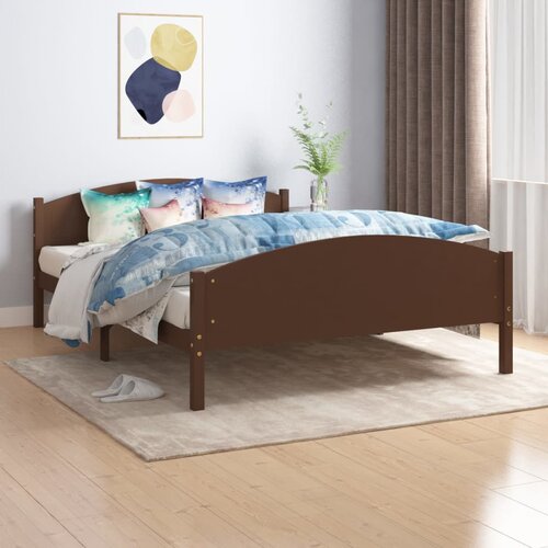 vidaXL posteljni okvir temno rjav iz trdne borovine 160x200 cm Cene