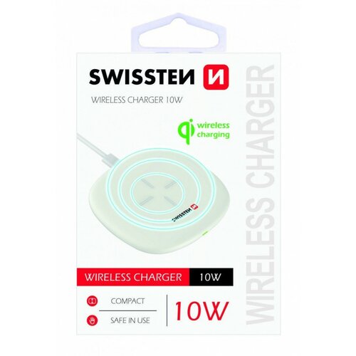 Swissten wireless punjač 10W + kabl usb-a/usb-c 1.5m bela Slike