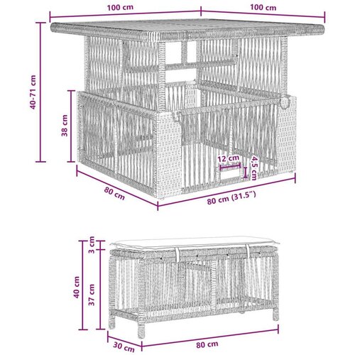  Vrtni set za objed s jastukom 3 pcs Bež i krema poliratan - bež i krem 100 x 100 cm Slike