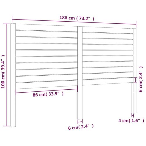  Uzglavlje za krevet 186 x 4 x 100 cm od masivne borovine Slike