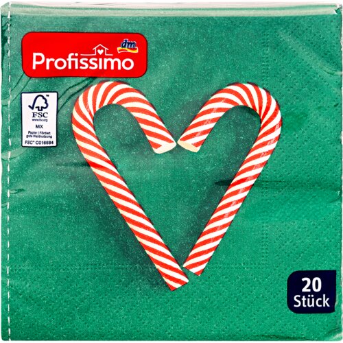 Profissimo Troslojne salvete, motiv: srce šećerni štapić, 25x25cm 20 kom Cene