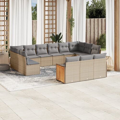 vidaXL 13-dijelni set vrtnih sofa s jastucima poliratan Bež Cijene
