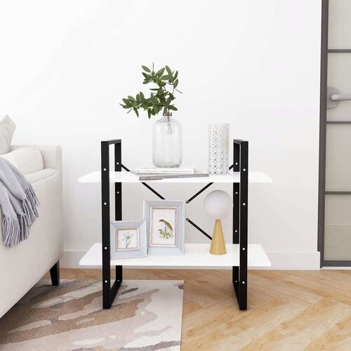 VidaXL Knjižna omara 2-nadstropna bela 80x30x70 cm iverna plo&amp;scaron;ča Slike