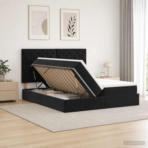  Krevet s od storage s uzglavljem Crna 180 x 200 cm Bar&amp;scaron;un Slike