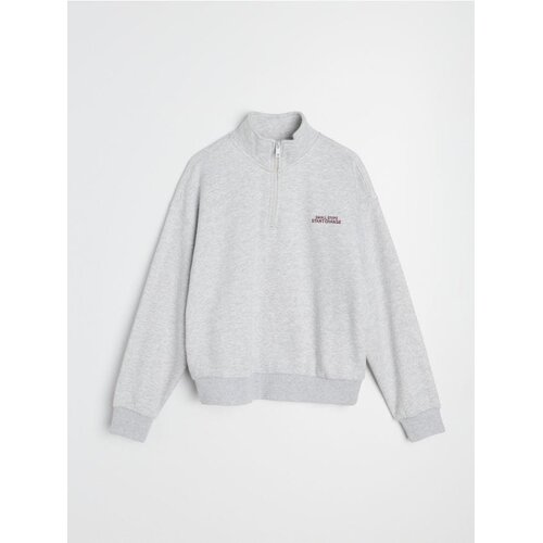 Sinsay Pamučna half-zip dukserica s vezenim natpisom Slike