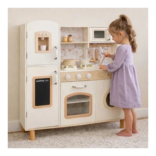Kinder Home dečija drvena kuhinja &amp;ndash; vintage stil sa elektronskim pločama za kuvanje, svetlima, zvucima i funkcionalnim dodacima ( V10C790F Slike