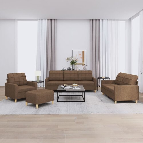  4-dijelni set sofa s jastucima smeđi od tkanine Cene