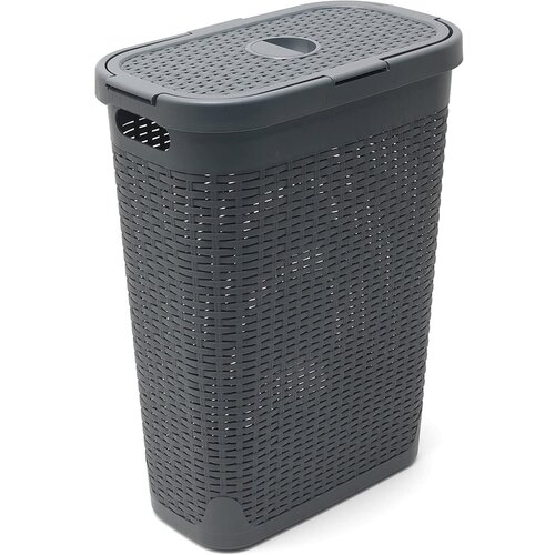 Addis siva košara za rublje Rattan Effect Slim Hamper, 50 l Cene
