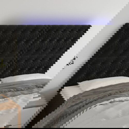 vidaXL LED uzglavlje crno 160x7x118/128 cm baršunasto Cijene