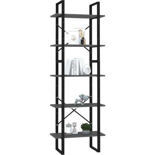 VidaXL Knjižna omara 5-nadstropna siva 60x30x175 cm iverna plo&amp;scaron;ča Slike