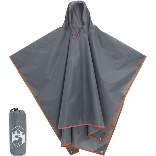 vidaXL Dežni pončo s kapuco 2 v 1 siv in oranžen 223x145 cm Cene