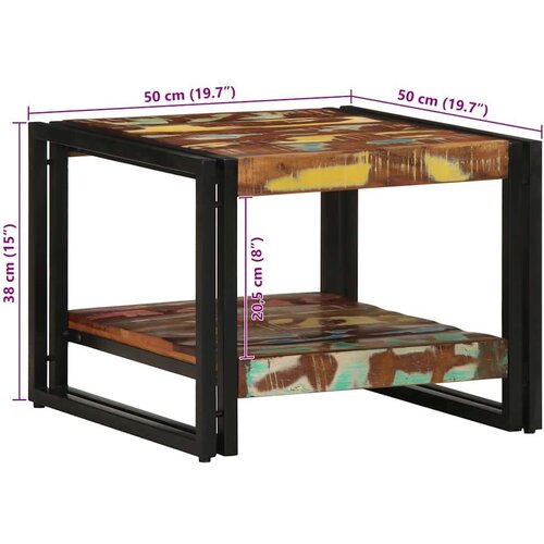  Vi&amp;scaron;ebojni stolić za kavu 50x50x38 cm puno drvo obrađeno Slike