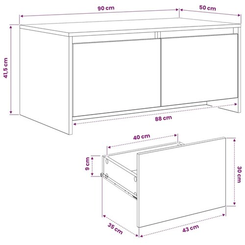  Stolić za kavu Crni hrast 90 x 50 x 41.5 cm Konstruirano drvo - Crni hrast Slike