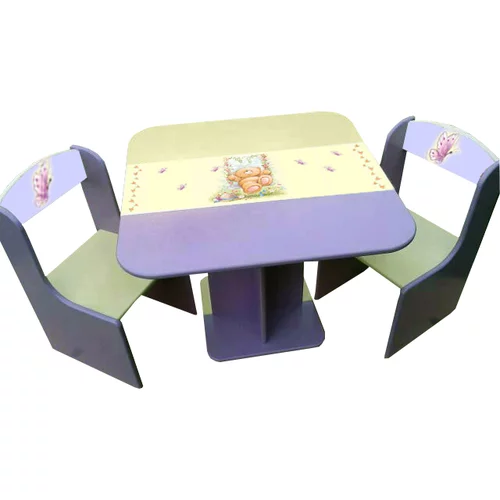 In Otro�ka mizica in stol�ka MEDVEDEK IN METULJ�KI (vijoli�na-rumena)-Veliki - do 10 let-Okrogla