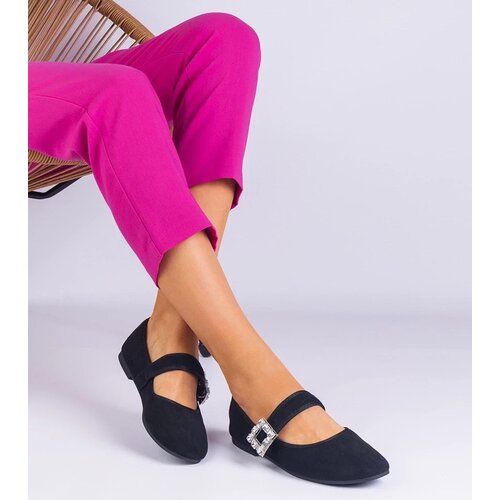 D/CEO marka niezdefiniowana Black ballet flats adorned with a crystal buckle Demetra Cene