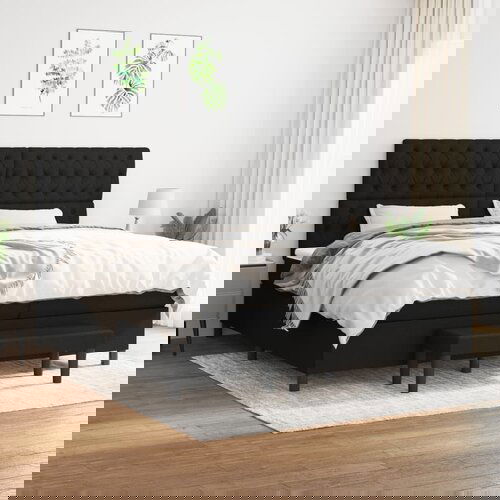 The Living Store Box spring postelja z vzmetnico črn 200x200 cm blago - Box Spring Postelja, (21512046) Cene