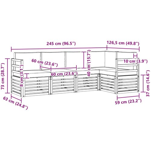  Set vanjskih sofa 5 pcs Bijela i antracit 245 x 126,5 x 73 cm Slike