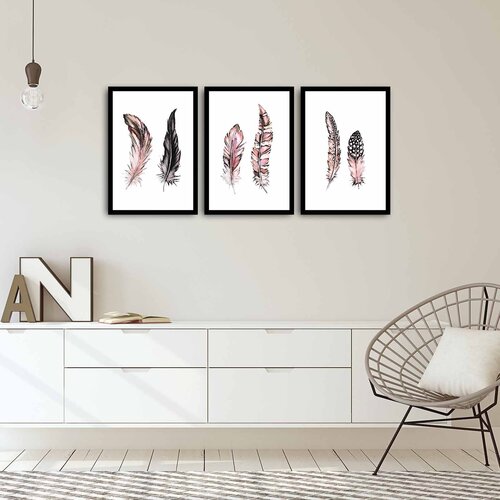 Wallity 3PSCT-08 multicolor decorative framed mdf painting (3 pieces) Cene