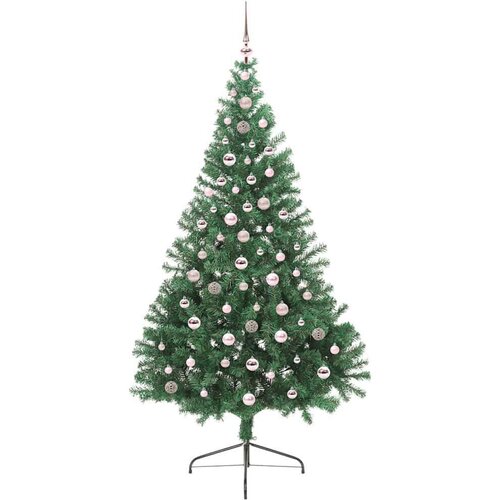 VidaXL Umjetno predsvijetljeno božićno drvce Zelena 240 cm PVC Slike