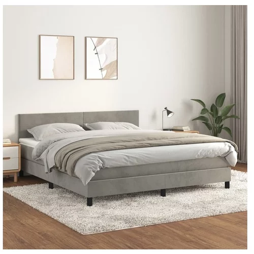  Box spring postelja z vzmetnico svetlo siva 180x200 cm žamet