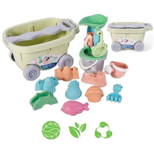 Woopie green set pijeska s kolicima 13 kom. biorazgradiv organski materijal Slike