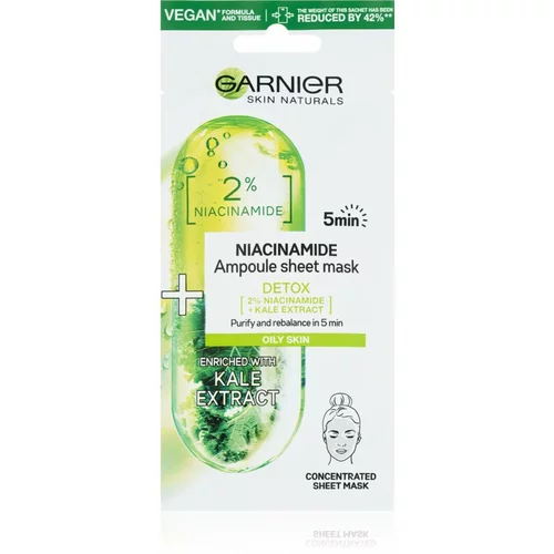 Garnier Skin Naturals Ampoule Sheet Mask Sheet maska za čišćenje i osvježavanje lica 15 g