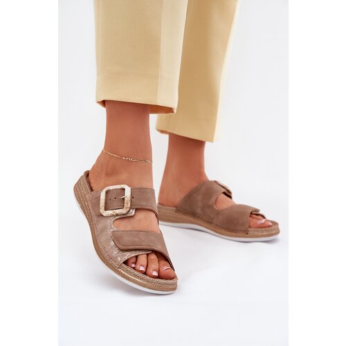 Inblu Womens Sandals With Buckle And Velcro Brown Cene
