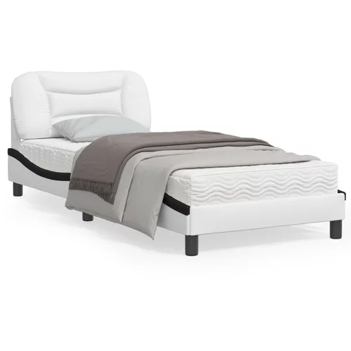  Okvir kreveta s LED svjetlima bijelo-crni 80x200cm umjetna koža