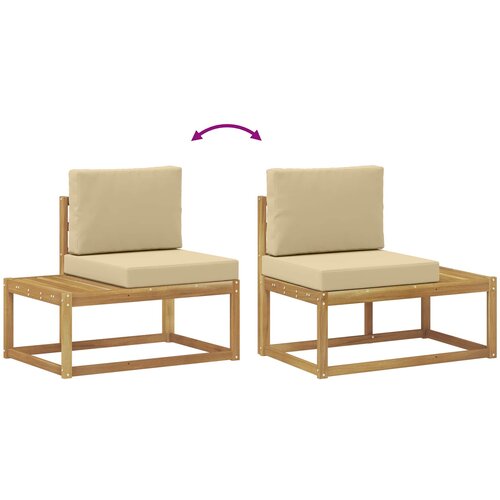  Set vanjskih sofa s jastukom 2 pcs Bijela i bež Poliester Slike