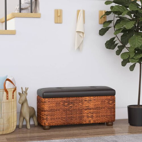 The Living Store Klop za shranjevanje 2 kosa z rjavo blazino 69 cm rogoz - Klop Za Shranjevanje, (21483854) Cene