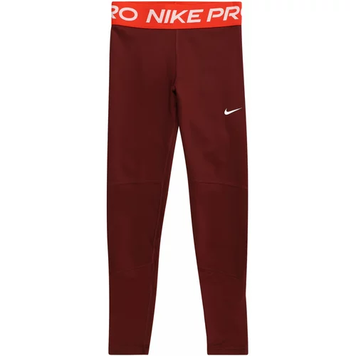 Nike Sportske hlače 'Pro' tamno narančasta / tamno crvena / bijela