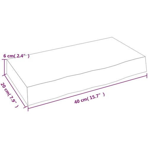  Polica svjetlosmeđa 40 x 20 x 6 cm od obrađene hrastovine Slike