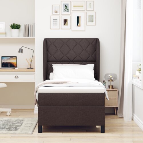 Box Spring Krevet s Madracem - Tamnosmeđi 100x200 cm Tkanina Slike