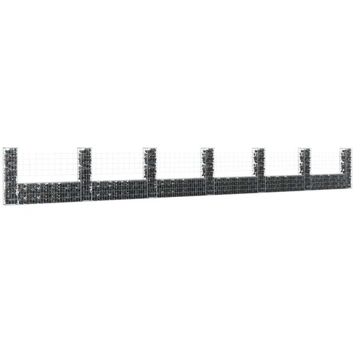 vidaXL Gabionska košara U-oblika sa 7 stupova 740x20x100 cm željezna Cijene