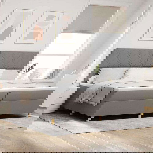 Box spring krevet Sivo-smeđa 200 x 200 cm tkanina Cijene
