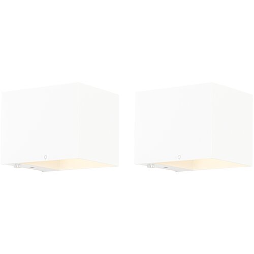 QAZQA Set van 2 wandlampen wit incl. LED en touch dimmer oplaadbaar - Joris Slike
