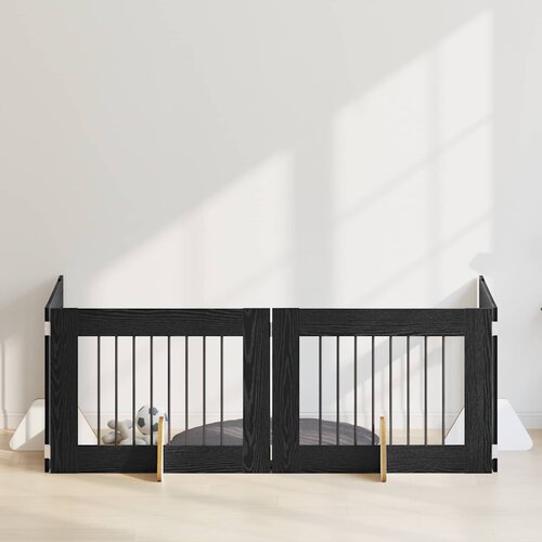  Vrata za pse s postoljem 4 pcs Crni hrast 80 x 60 cm Cene