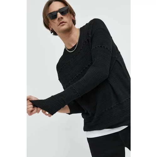 Hollister Co. pulover za muškarce, boja: crna, lagani