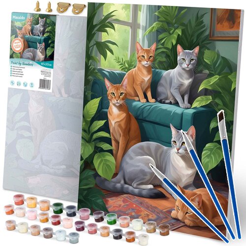 Massido Paint by Numbers Kit - Cats 40x50 cm for Creative Fun, (21738659) Cene