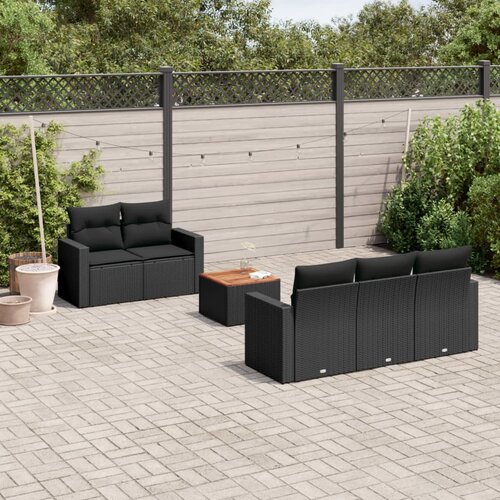  6-dijelni set vrtnih sofa s jastucima crni od poliratana Cijene