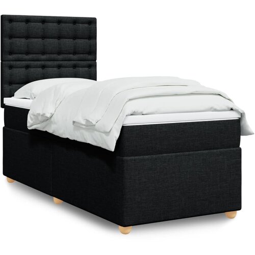 Box spring krevet s madracem crni 90x190 cm od tkanine Slike