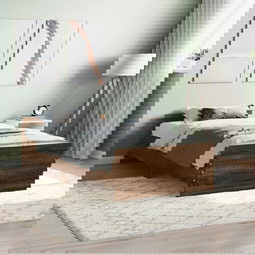 vidaXL Okvir za krevet smeđi hrast 90x190 cm konstruirano drvo Cijene