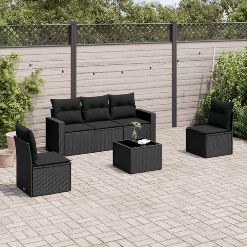 6-dijelni set vrtnih sofa s jastucima crni od poliratana Cijene