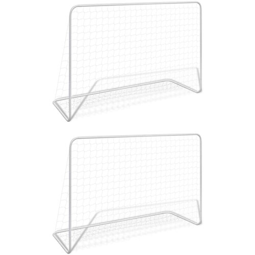  Nogometni gol 2 kom s mrežom 182 x 61 x 122 cm čelični bijeli Slike