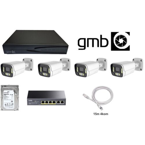 Gembird GMB-06 SET 16ch NVR, 4 IP kamere 4mpx, POE Switch 4ch Cudy, 4x15m ethernet kabla Slike