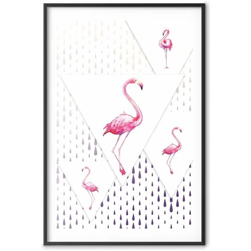  Plakat - Flamingo Family 29.7x42 Crni okvir s margom Slike