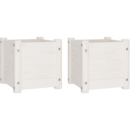 Maison Chic Vrtno cvetlično korito - Cvetlični Lonec 2 kosa belo 31x31x31 cm trdna borovina, (21790432) Cene