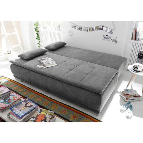 MID.YOU ZOFA S POSTELJNO FUNKCIJO, temno siva tekstil, leseni material Slike