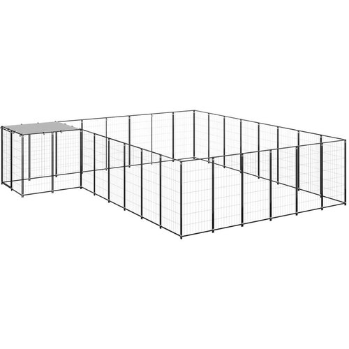 vidaXL kavez za pse crni 15,73 m² čelični Cijene